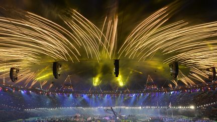 Le stade olympique de Londres (Royaume-Uni), lors de la cérémonique de clôture, le 9 septembre 2012. (BEN STANSALL / AFP)