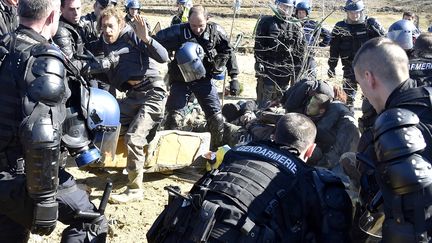 Les forces de l'ordre interviennent lors d'une manifestation d'opposants au barrage de Sivens, en 2015. (PASCAL PAVANI / AFP)