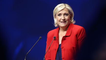 La candidate du Front national à l'élection présidentielle, Marine Le Pen, lors d'un meeting à Lille, le 26 mars 2017. (FRANCK CRUSIAUX / REA)