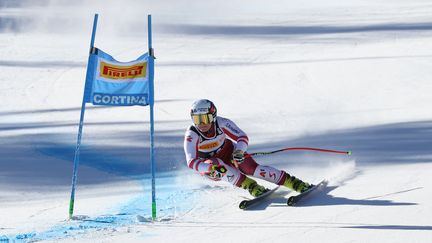 L'Autrichienne Ramona Siebenhofer lors du Super G de Cortina d'Ampezzo, le 23 janvier 2022. (LUCA TEDESCHI / NURPHOTO via AFP)