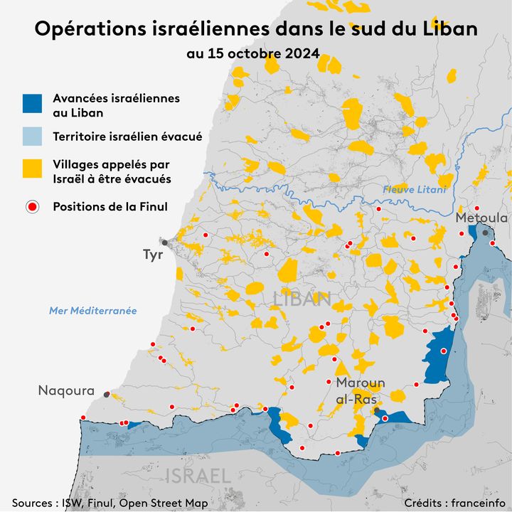 Carte des opérations israéliennes au sud du Liban (BRICE LE BORGNE, PAULINE LE NOURS)