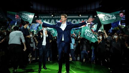 Yannick Jadot, candidat EELV à la présidentielle 2022, à Lyon, samedi 29 janvier 2022. (OLIVIER CHASSIGNOLE / AFP)