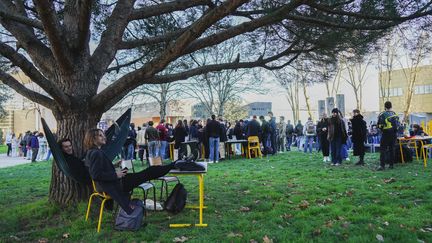 L'université Rennes 2 bloquée par des étudiants, le 6 janvier 2023. (ANGELINE DESDEVISES / HANS LUCAS / AFP)