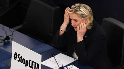 Marine Le Pen au Parlement européen, à Strasbourg, le 15 février 2017. (FREDERICK FLORIN / AFP)