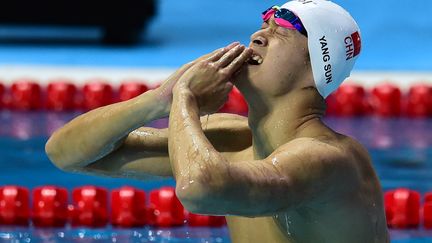 Le nageur chinois Sun Yang, aux championnats du monde de natation &agrave; Kazan, en Russie, le 5 ao&ucirc;t 2015.&nbsp; (CHRISTOPHE SIMON / AFP)