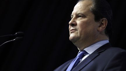 Le Premier secr&eacute;taire du Parti socialiste (PS), &nbsp;Jean-Christophe Cambad&eacute;lis, donne une conf&eacute;rence de presse &agrave; Paris, le 7 f&eacute;vrier 2015. (KENZO TRIBOUILLARD / AFP)