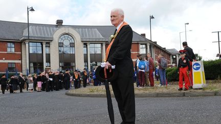 Un Orangiste lors de la manifestation de 2012 à Belfast. (Nathanaël Charbonnier)