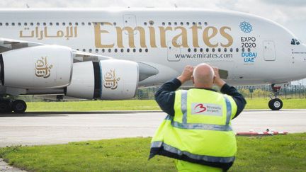 Symbole de la croissance des compagnies du Golfe, Emirates a engrangé plusieurs dizaines de gros porteurs d'Airbus. (BENOIT DOPPAGNE / BELGA MAG / BELGA/AFP)