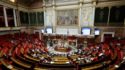 L'Assemblée nationale, le 28 octobre 2024, alors que débute l'examen du budget de financement de la Sécurité sociale. (GEOFFROY VAN DER HASSELT/AFP)