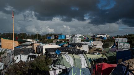 Vue du camp de migrants de Calais, le 22 octobre 2016. (GUILLAUME PINON / NURPHOTO /AFP)