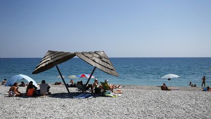 La plage de Villeneuve-Loubet (Alpes-Maritimes), où un arrêté municipal anti-burkini a été annulé par le Conseil d'Etat le 26 août 2016. (MAXPPP)