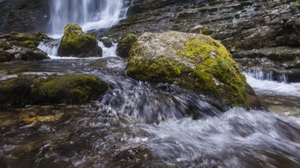 La chute d'eau du cirque de Saint-Meme, dans le massif de la Chartreuse, dans l'Isère (France) le 3 septembre 2020 (VINCENT ISORE / MAXPPP)