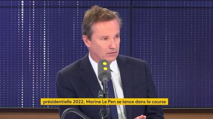 Nicolas Dupont-Aignan était l'invité du "8h30 franceinfo" le vendredi 17 janvier 2020. (FRANCEINFO / RADIOFRANCE)