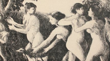 "Baigneuses luttant" de Camille Pissarro, 1894, lithographie 
 (Musée Camille Pissarro, Pontoise  )