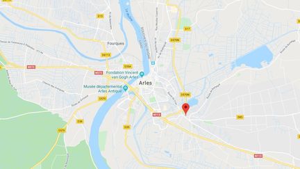 Le quartier de Pont-de-Crau, à Arles, a été frappé par une tornade dans la nuit, mardi 15 octobre.&nbsp; (GOOGLE MAPS)