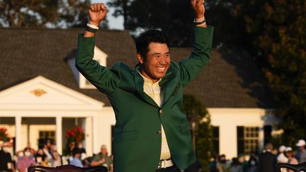 Le Japonais Hideki Matsuyama a remporté le Masters d'Augusta, dimanche 11 avril 2021, en Géorgie. (DAVID J. PHILLIP/AP/SIPA / SIPA)