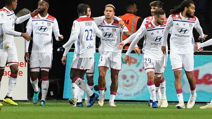 La joie des joueurs de Lyon  (FRED TANNEAU / AFP)