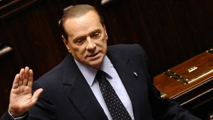 Silvio Berlusconi, alors chef du gouvernement,&nbsp;au Parlement italien, le 12 novembre 2011. (FILIPPO MONTEFORTE / AFP)