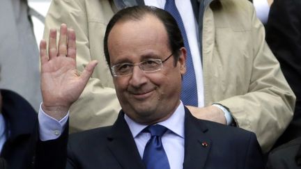 Fran&ccedil;ois Hollande lors de la finale de la Coupe de France au stade de France (Seine-Saint-Denis), le 3 mai 2014.&nbsp; (KENZO TRIBOUILLARD / AFP)