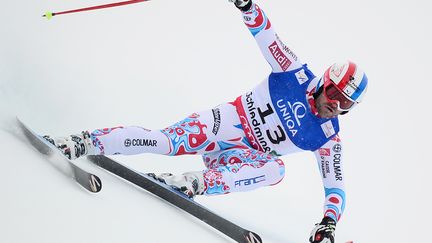 Le Fran&ccedil;ais David Poisson&nbsp;a pris la m&eacute;daille de bronze de la descente des Mondiaux de ski &agrave;&nbsp;Schladming (Autriche), le 9 f&eacute;vrier 2013. (OLIVIER MORIN / AFP)