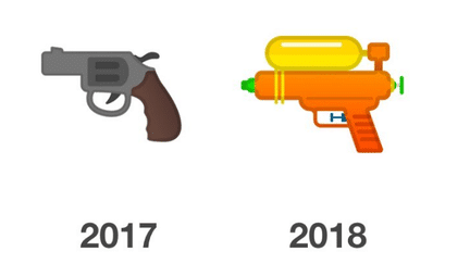 Google a décidé de modifier son émoji "revolver" par un pistolet à eau. (EMOJIPEDIA)