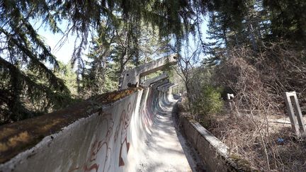 La nature reprend ses droits sur la piste de bobsleigh construite pour les Jeux olympiques d’hiver de 1984 à Sarajevo (Bosnie-Herzégovine). Ici en mars 2014. (FEHIM DEMIR / EPA)