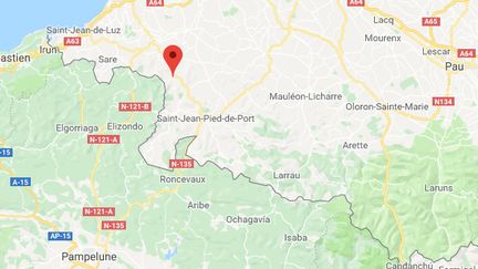 À&nbsp;Bidarray (Pyrénées-Atlantiques), les habitants ont ressenti des secousses, vendredi 22 mars 2019. (CAPTURE ECRAN GOOGLE MAPS)