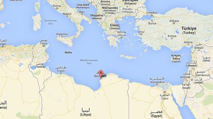 Un ing&eacute;nieur fran&ccedil;ais a &eacute;t&eacute; tu&eacute; le 2 mars 2014 par balles &agrave; Benghazi, dans l'est libyen. ( GOOGLE MAPS / FRANCETV INFO )