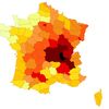 Carte de la récurrence des vigilances orange canicule en France métropolitaine depuis 2010. (FRANCEINFO)