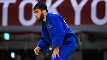 Le judoka français Luka Mkheidze aux Jeux olympiques de Tokyo, le 24 juillet 2021. (FRANCK FIFE / AFP)