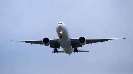 Un Boeing 777-300ER de la compagnie Air France-KLM sur le point d'atterir sur le tarmac de Roissy-Charles de Gaulle, le 3 juin 2021. (GEOFFROY VAN DER HASSELT / AFP)