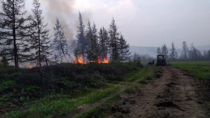 Un incendie dans la République de Sakha (Yakoutie), dans la partie nord-est de la Sibérie, en Russie, le 7 juillet 2020&nbsp; (MAXPPP)