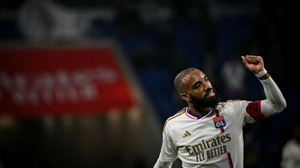 Alexandre Lacazette, joueur de l'OL, le 10 décembre 2023 lors du match de Ligue 1 contre Toulouse (OLIVIER CHASSIGNOLE / AFP)