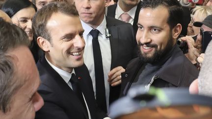 Emmanuel Macron et Alexandre Benalla, le 24 février 2018. (LUDOVIC MARIN / POOL)