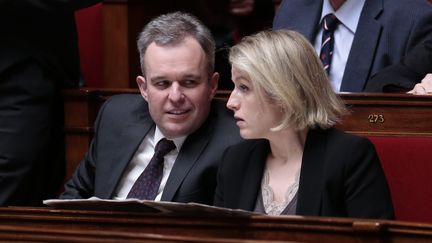 Les d&eacute;put&eacute;s &eacute;cologistes Fran&ccedil;ois de Rugy et Barbara Pompili, le 19 mars 2013 &agrave; l'Assembl&eacute;e nationale. ( PIERRE LE MASSON / LA VOIX DU NORD / MAXPPP)