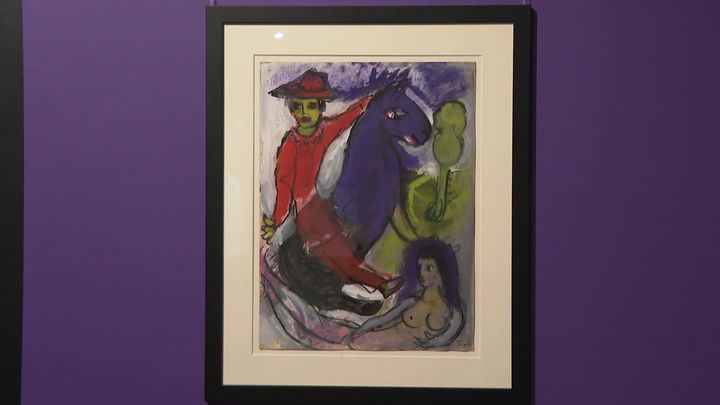 "Le Cavalier mexicain en rouge et son cheval violet" (1943), Marc Chagall exposé au musée de Nice. (FRANCE  COTE D'AZUR)