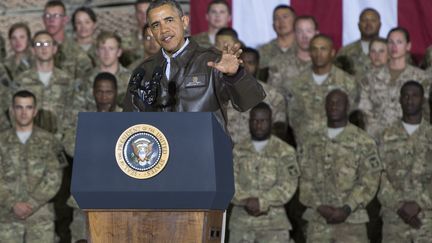 Le pr&eacute;sident des Etats-Unis, Barack Obama, le 25 mai 2014, &agrave; la base militaire de Bagram (Afghanistan). (SAUL LOEB / AFP)