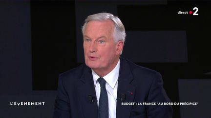 Le Premier ministre Michel Barnier sur le plateau de "L'Evénement", sur France 2. (FRANCE TELEVISIONS)