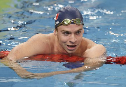 Léon Marchand lors de la Coupe du monde de natation à Shanghai, le 20 octobre 2024. (MAXPPP)