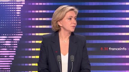 Valérie Pécresse, candidate LR à l'élection présidentielle était l'invitée du "8h30&nbsp;franceinfo", vendredi 4 mars 2022. (FRANCEINFO / RADIOFRANCE)