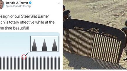 Le sommet du projet de mur de Donald Trump comparé à un peigne par un&nbsp;utilisateur de Twitter.&nbsp; (TWITTER)