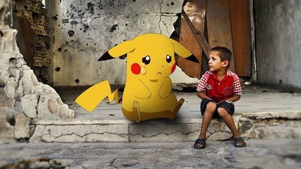 Des artistes syriens ont détourné des images de guerre grâce au&nbsp;jeu Pokémon Go, afin de&nbsp;sensibiliser le monde aux affres du conflit. (RFS / TWITTER)