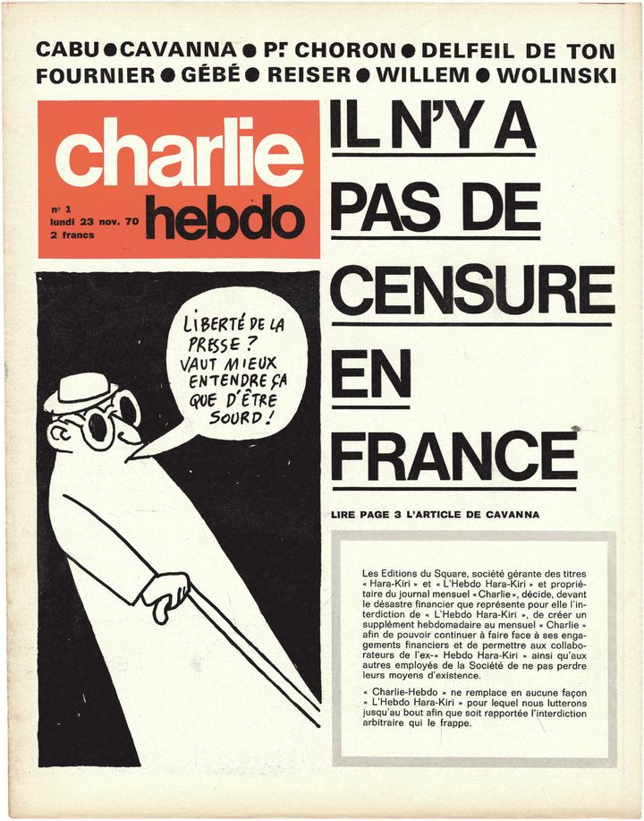 Le premier numéro de "Charlie Hebdo" paraissait en 1970 en réponse à la censure du gouvernement gaulliste. (CHARLIE HEBDO)