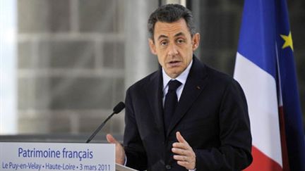 Nicolas Sarkozy au Puy-en-Velay (3 mars 2011) (AFP/HIERRY ZOCCOLAN)