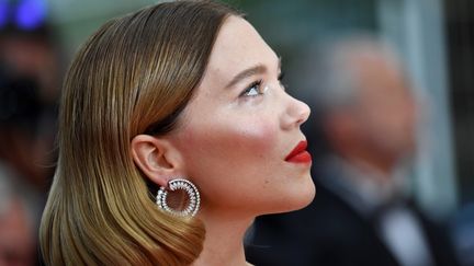 Le regard rêveur de Léa Seydoux, qui présente ce soir&nbsp;Roubaix, une lumière d'Arnaud Desplechin (CHRISTOPHE SIMON / AFP)