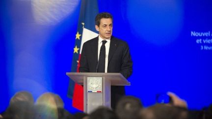 Nicolas Sarkozy prononce un discours à l'occasion du Nouvel an chinois et vietnamien, à l'Elysée, le 3 février 2012. (AFP - Lionel Bonaventure)