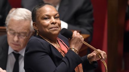 La ministre de la Justice, Christiane Taubira, lors de la s&eacute;ance des questions au gouvernement &agrave; l'Assembl&eacute;e nationale, le 4 mars 2015. (LOIC VENANCE / AFP)