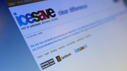 La page d'accueil du site de la banque en ligne Icesave, en octobre 2008, apr&egrave;s sa faillite. (DYLAN MARTINEZ / REUTERS)