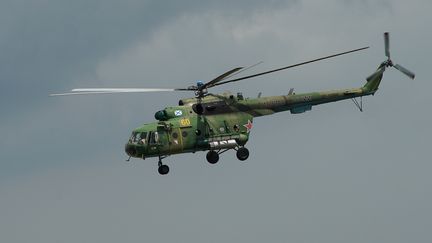 Un hélicoptère russe de type Mi-8, comme celui qui a été abattu, le 1er août dans la région d'Idleb.&nbsp; (GEORGIY ZIMAREV / AFP)