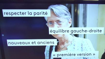 La nouvelle Première ministre, Élisabeth Borne, et le président de la République, Emmanuel Macron, vont devoir&nbsp;exercer&nbsp;de nombreux arbitrages en vue du remaniement ministériel. (franceinfo)